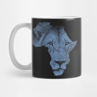 Blue Lion in Shape of Africa Mug